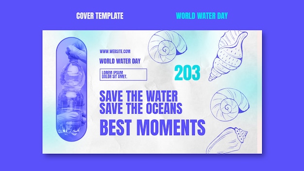 PSD gratuito copertina di youtube per la celebrazione della giornata mondiale dell'acqua