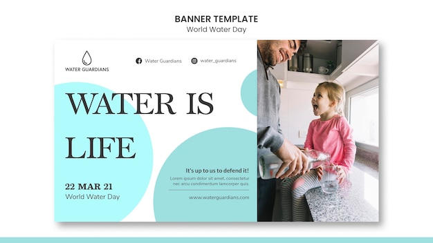 Free PSD world water day concept banner template