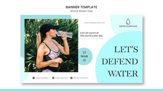 Free PSD world water day concept banner template