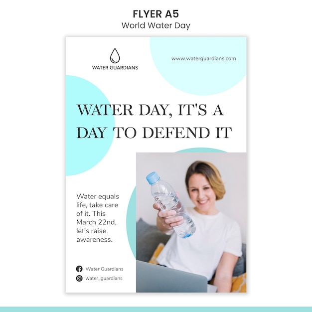 Free PSD world water day concept flyer template