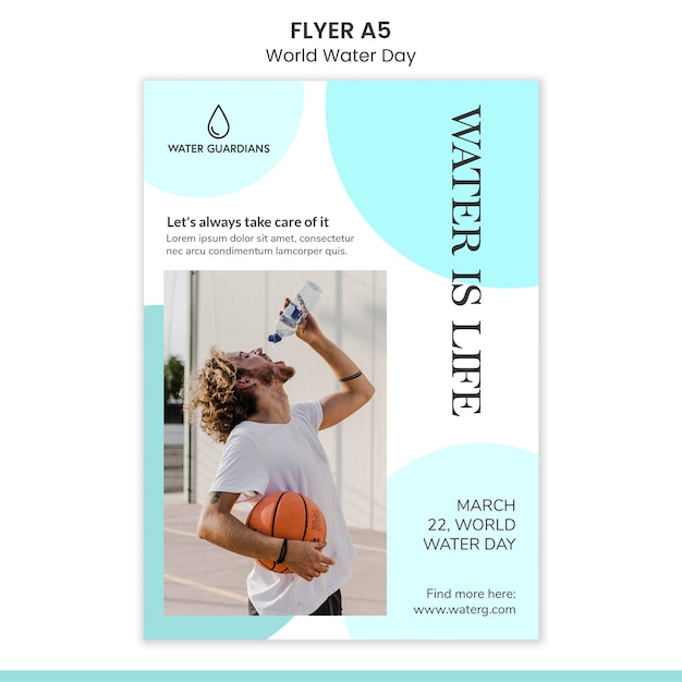 Free PSD world water day concept flyer template