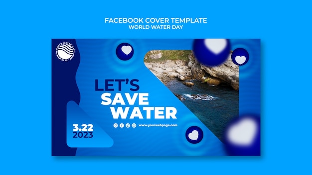 PSD gratuito copertina facebook della giornata mondiale dell'acqua