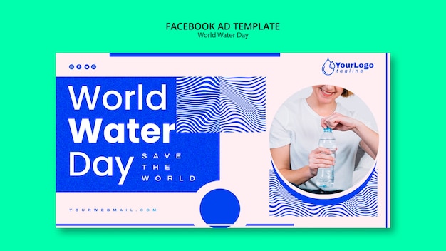 PSD gratuito modello facebook per la giornata mondiale dell'acqua