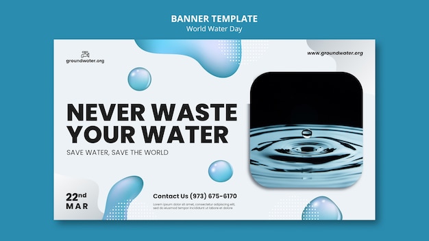 Free PSD world water day horizontal banner template