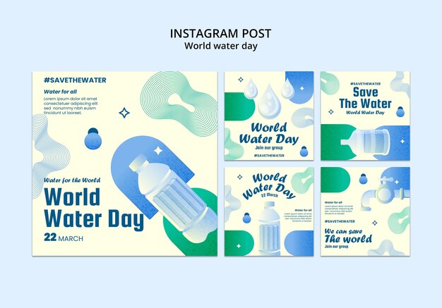 Бесплатный PSD Шаблон сообщения instagram всемирный день воды