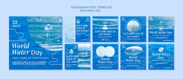 Free PSD world water day instagram posts template