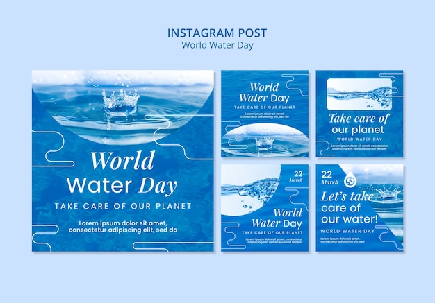 PSD gratuito modello di post instagram per la giornata mondiale dell'acqua