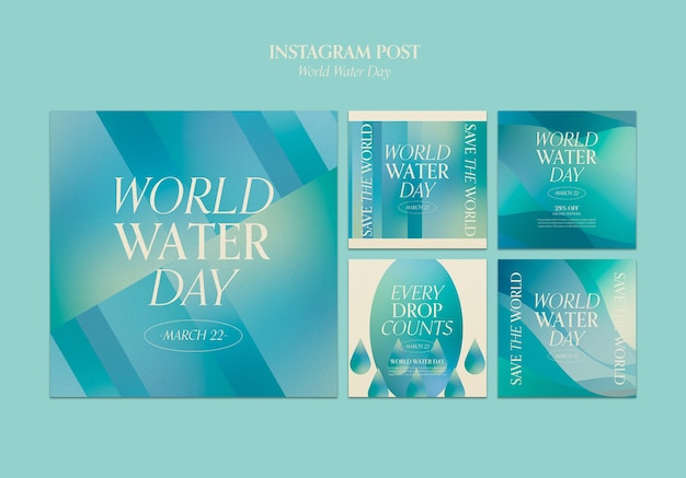 Free PSD world water day instagram posts template