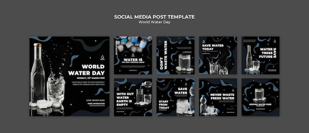無料PSD 世界水の日のinstagramの投稿