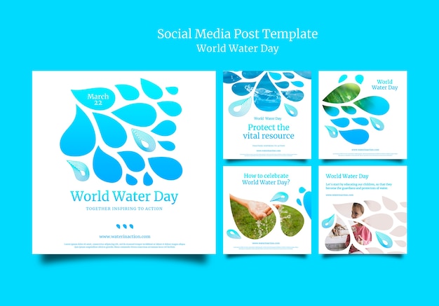 Free PSD world water day instagram posts