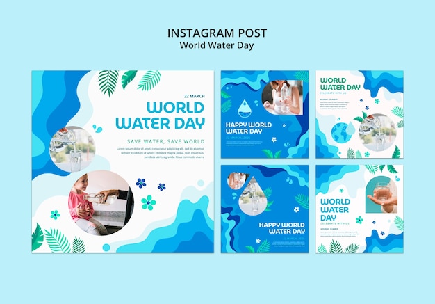 無料PSD 世界水の日のinstagramの投稿