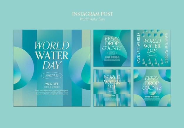 무료 PSD 세계 물의 날 instagram posts