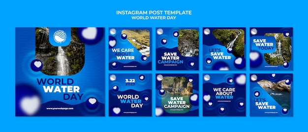 PSD gratuito post su instagram per la giornata mondiale dell'acqua