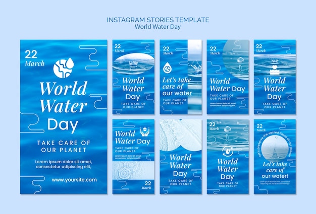 무료 PSD 세계 물의 날 instagram 이야기