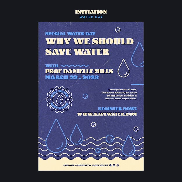 Free PSD world water day  invitation template