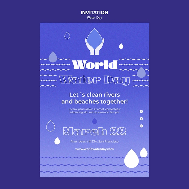 Free PSD world water day  invitation template