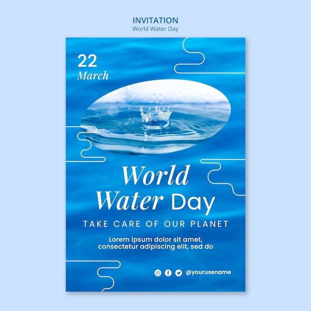 World water day invitation template