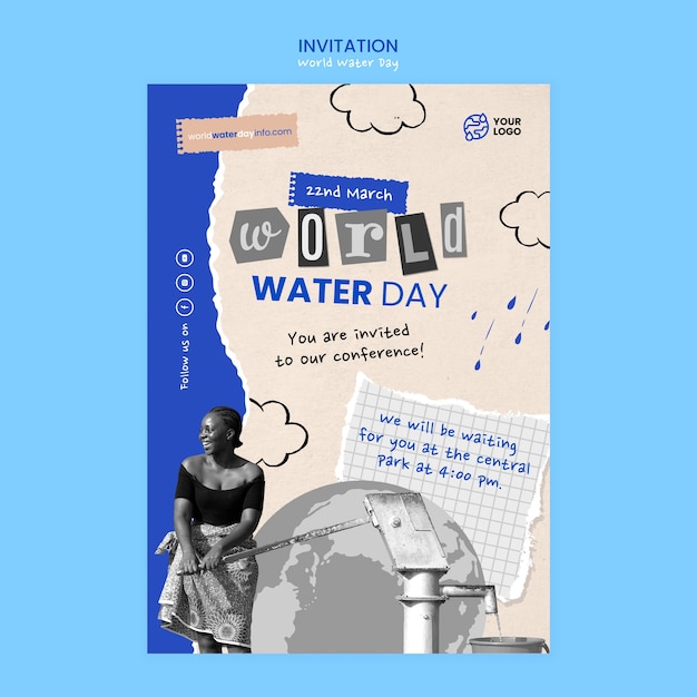 Free PSD world water day invitation template