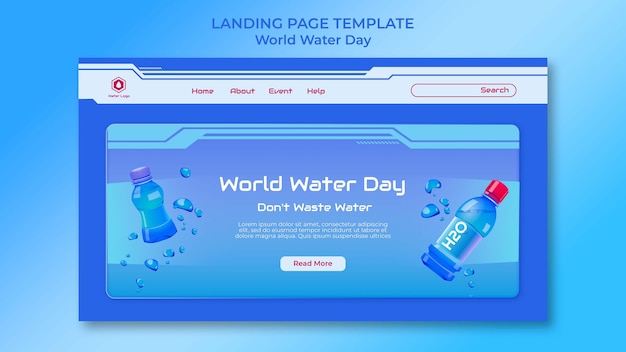 World water day landing page template