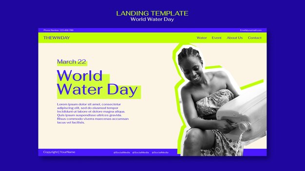 World water day landing page template