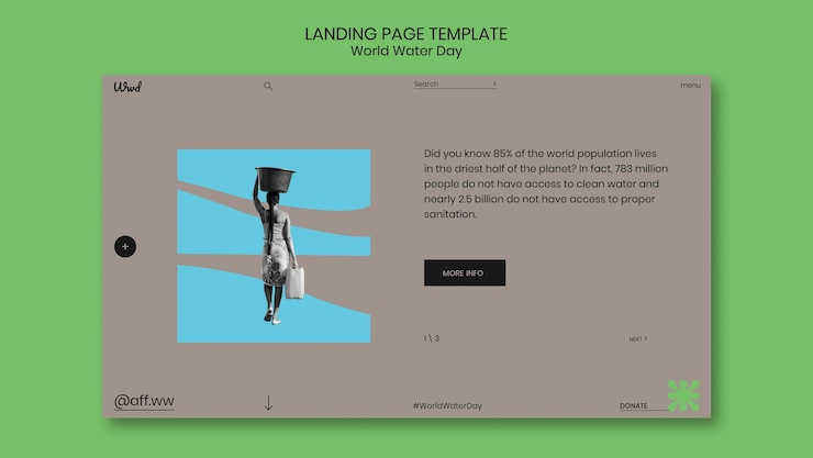 Free PSD world water day landing page template