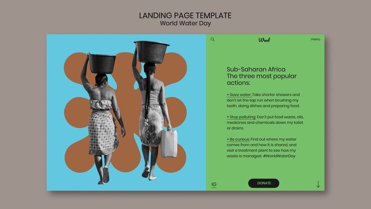 Free PSD world water day landing page template