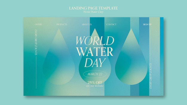 Free PSD world water day landing page template