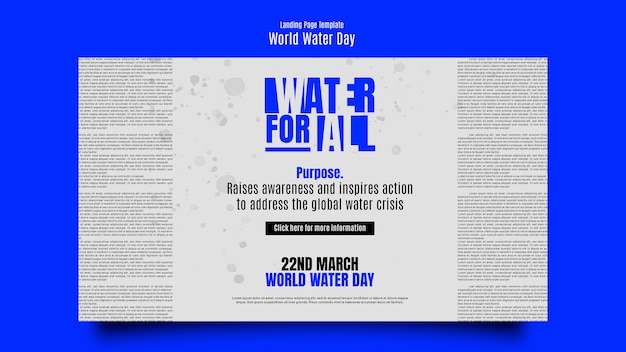 World water day landing page template