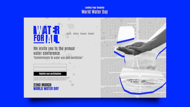 Free PSD world water day landing page template