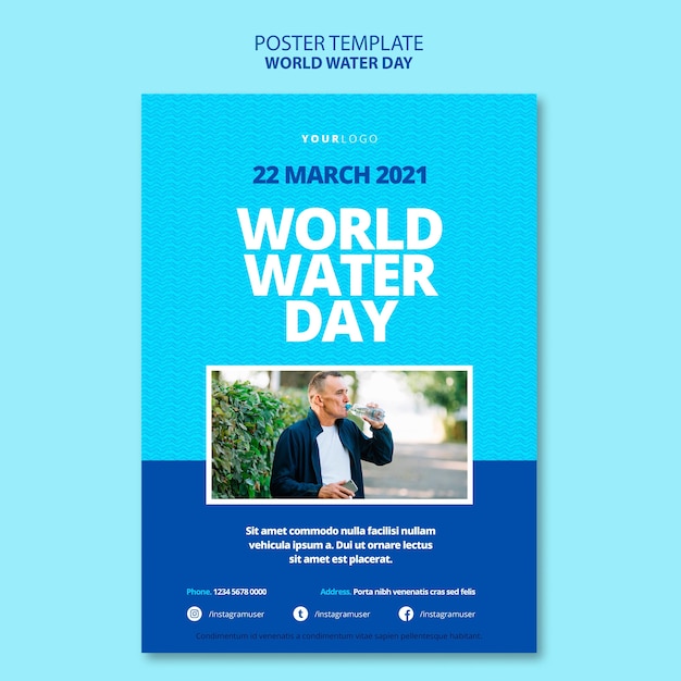 Free PSD world water day poster template