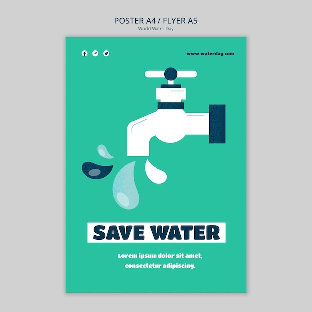 PSD gratuito modello di manifesto della giornata mondiale dell'acqua