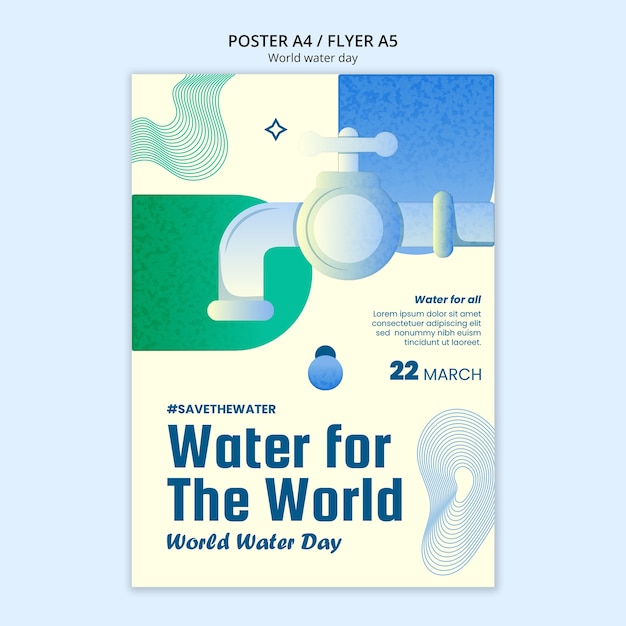 Бесплатный PSD Шаблон плаката всемирного дня воды