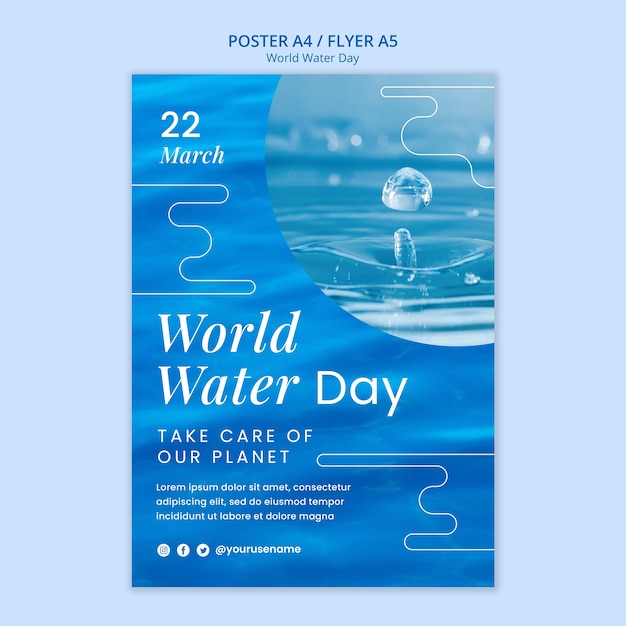 Free PSD world water day poster template