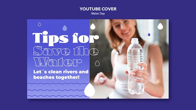 PSD gratuito modello di copertina di youtube per la giornata mondiale dell'acqua