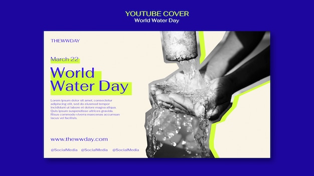 PSD gratuito modello di copertina di youtube per la giornata mondiale dell'acqua
