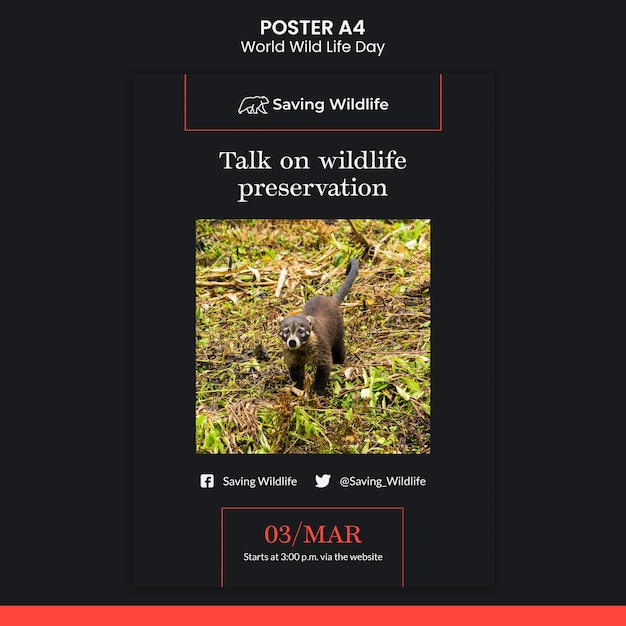 Free PSD world wild life day poster