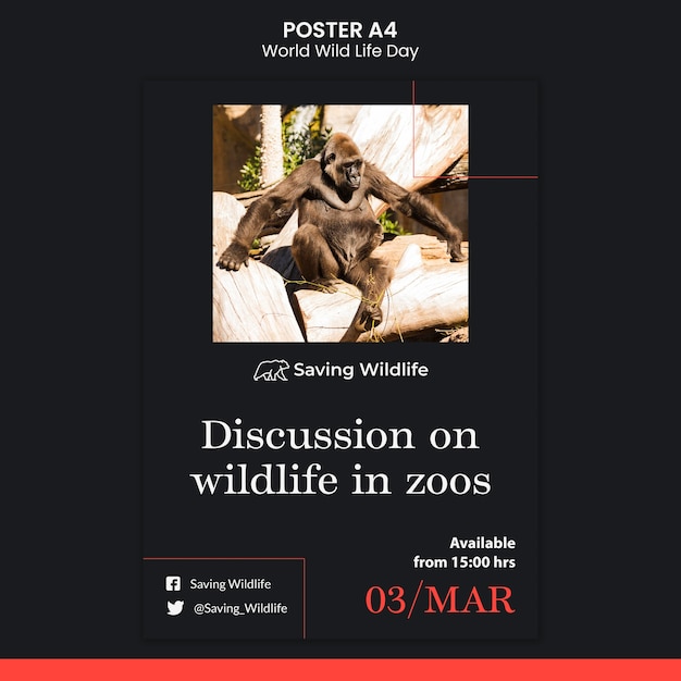 Free PSD world wild life day poster