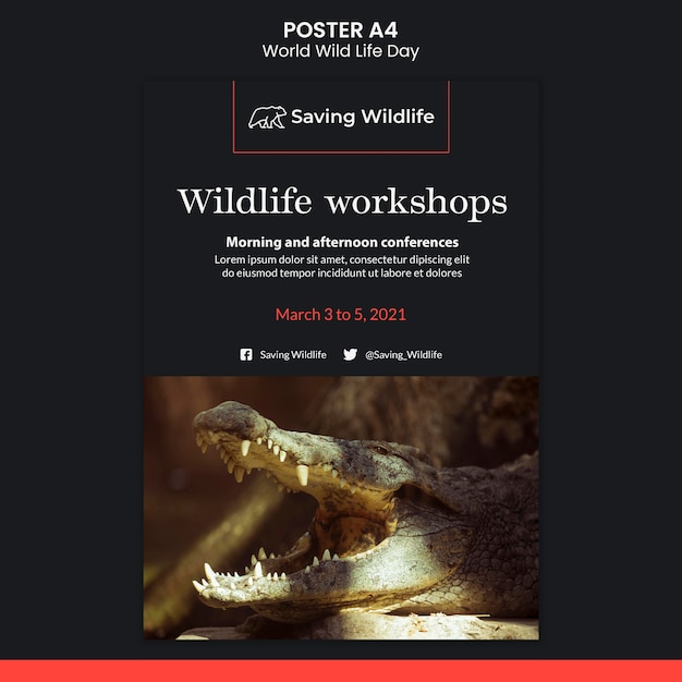 Free PSD world wild life day poster