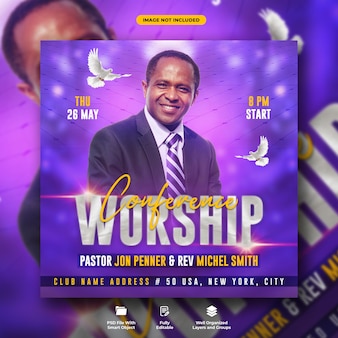 Worship conference social media web banner template