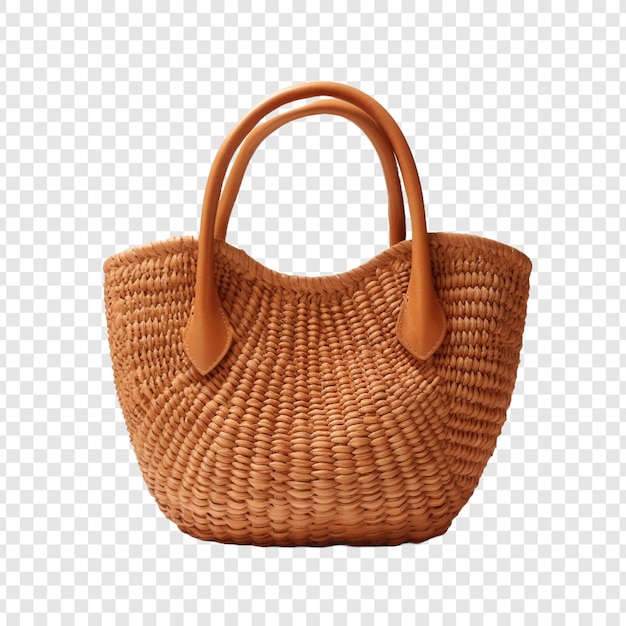 Woven basket bag isolated on transparent background