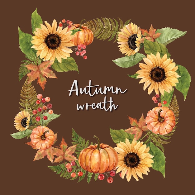 Free PSD wreath with autumn theme card