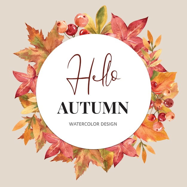 Free PSD wreath with autumn theme card