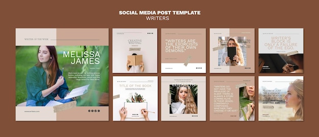 Free PSD writers social media post template