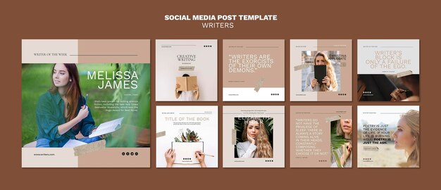 Writers social media post template