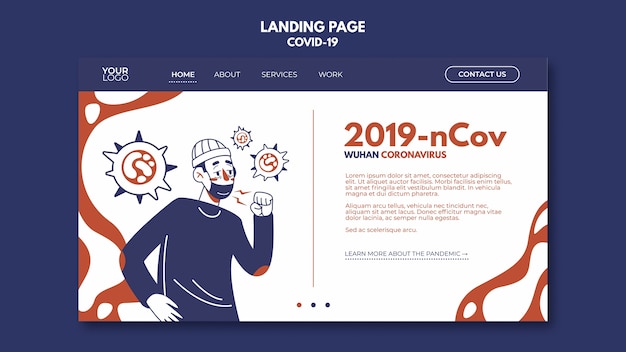 無料PSD 武漢コロナウイルスランディングページ