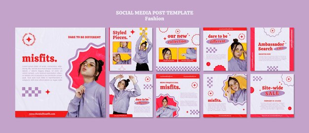 Y2k fashion instagram post template design