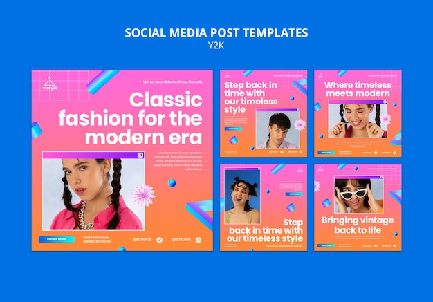 PSD gratuito post di instagram di moda y2k