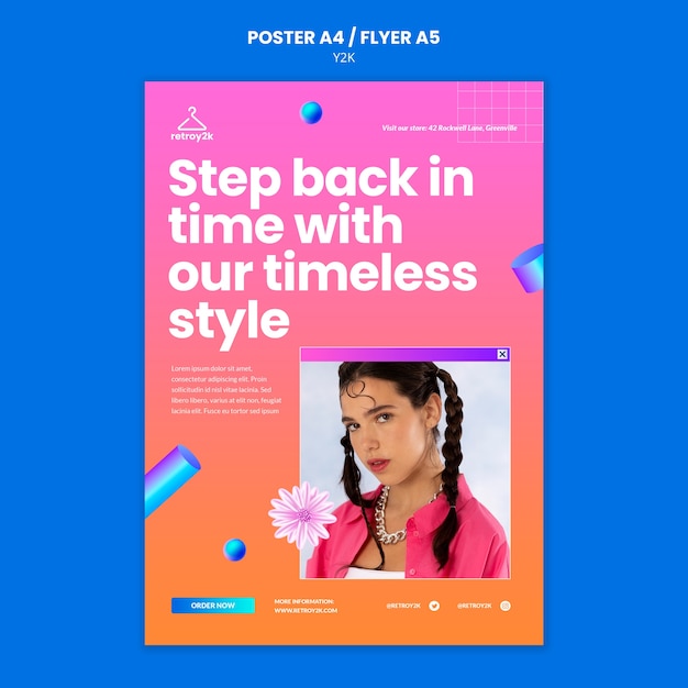 Free PSD y2k fashion poster template