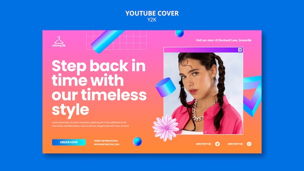 Free PSD y2k fashion youtube cover template