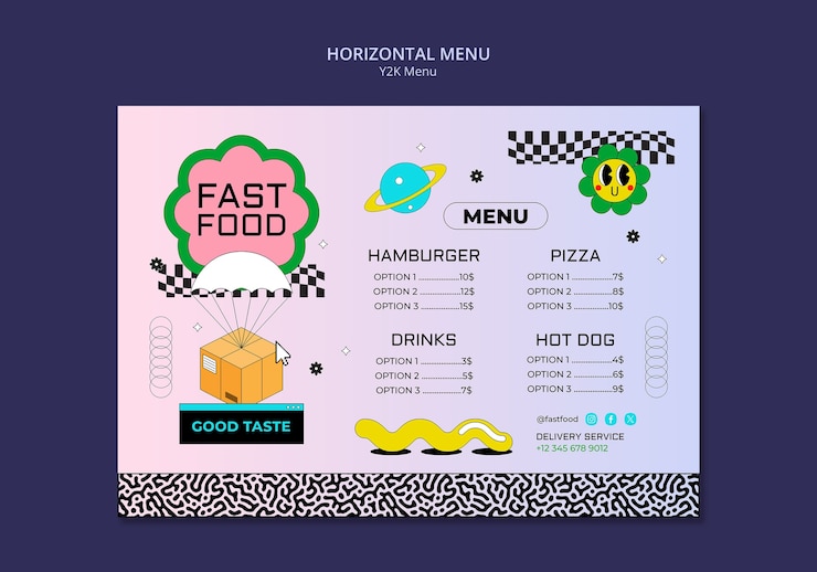 Free PSD y2k menu template design
